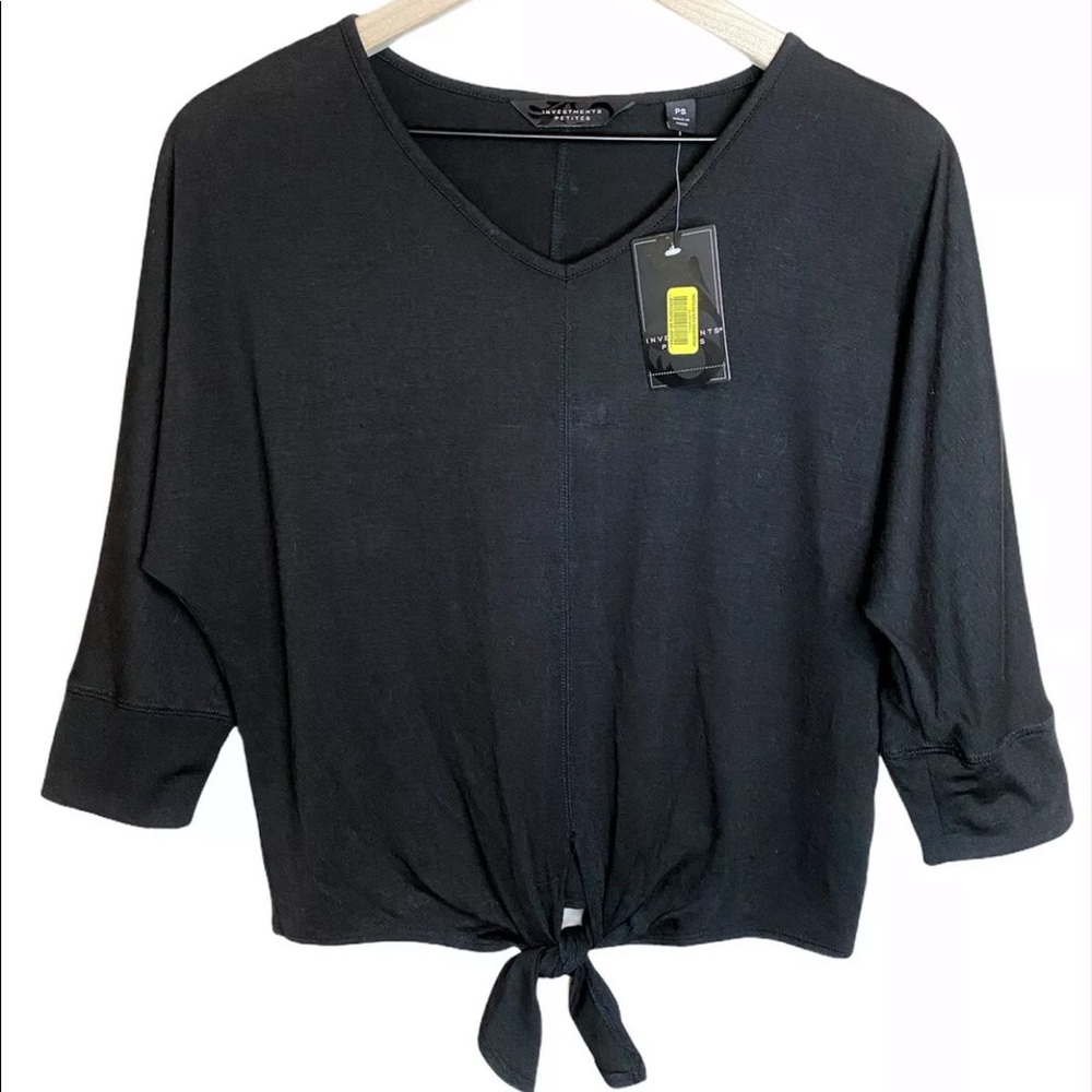 Investments V Neck Tie Front Top
